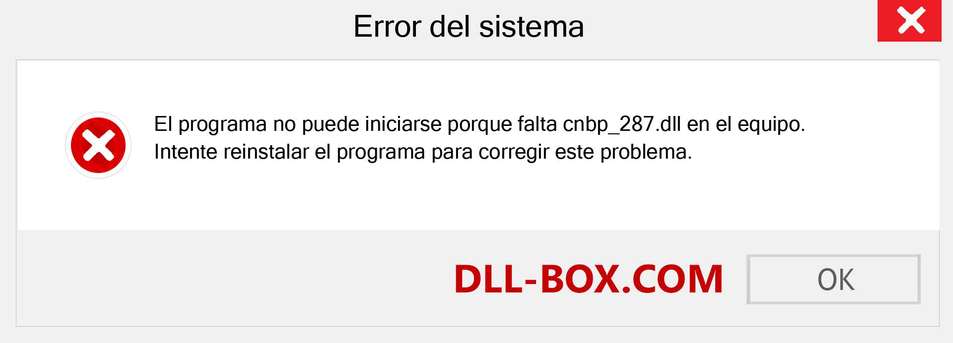 ¿Falta el archivo cnbp_287.dll ?. Descargar para Windows 7, 8, 10 - Corregir cnbp_287 dll Missing Error en Windows, fotos, imágenes